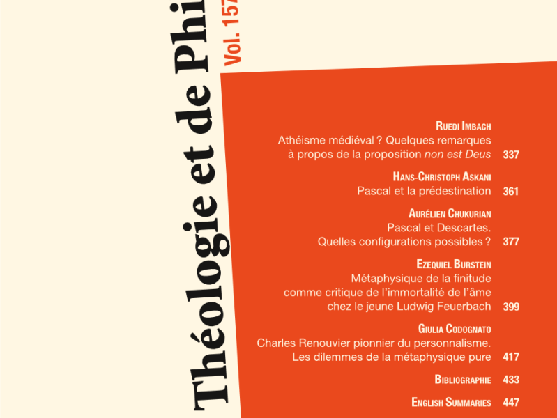 Parution du dossier «Prophétiser la religion de l’humanité. La philosophie religieuse post-moderniste d’Alfred Loisy&nbsp;(1917-1939)»
